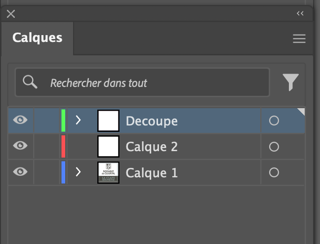Nommage du calque de découpe d'une étiquette sur-mesure
